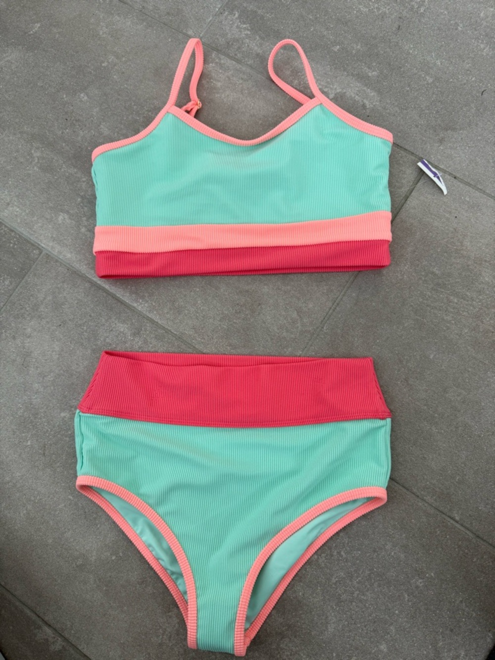 Beach Riot NEW Little Eva & Emmie Swim in Guava Jelly color Size 11/12